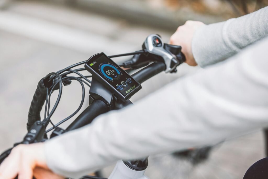 Electric bike display and handlebars during everyday riding